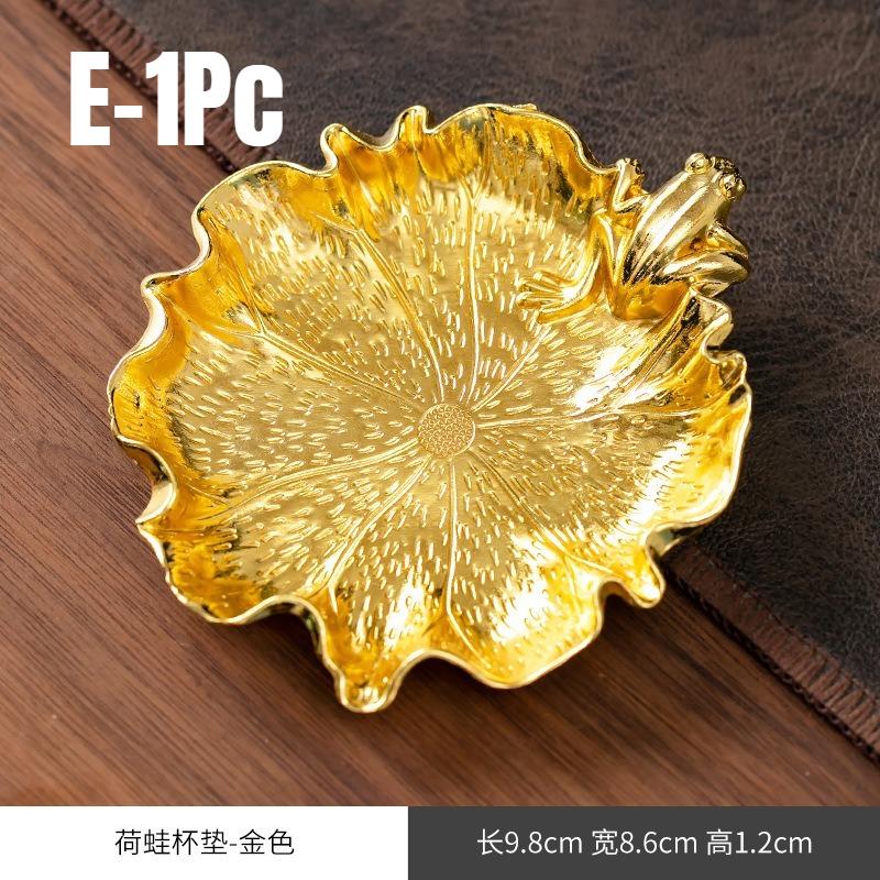 1 Stück Gold Retro Metall Untersetzer Exquisite Isolierunterlage Teetabletts für Zuhause Teeräume Vintage KongFu Teezeremonie Zubehör Geschenk