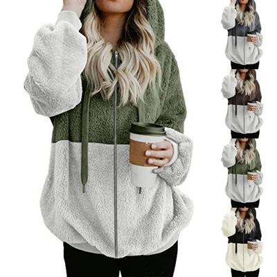 Women Hooded Sweatshirt Coat Winter Warm Zipper Pockets Cotton Coat Outwear
