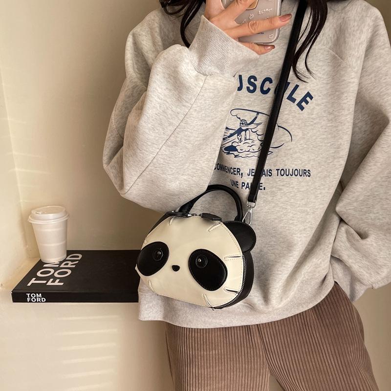 Panda Design PU Leather Women's Crossbody Bag – Korean Simple, All-Match