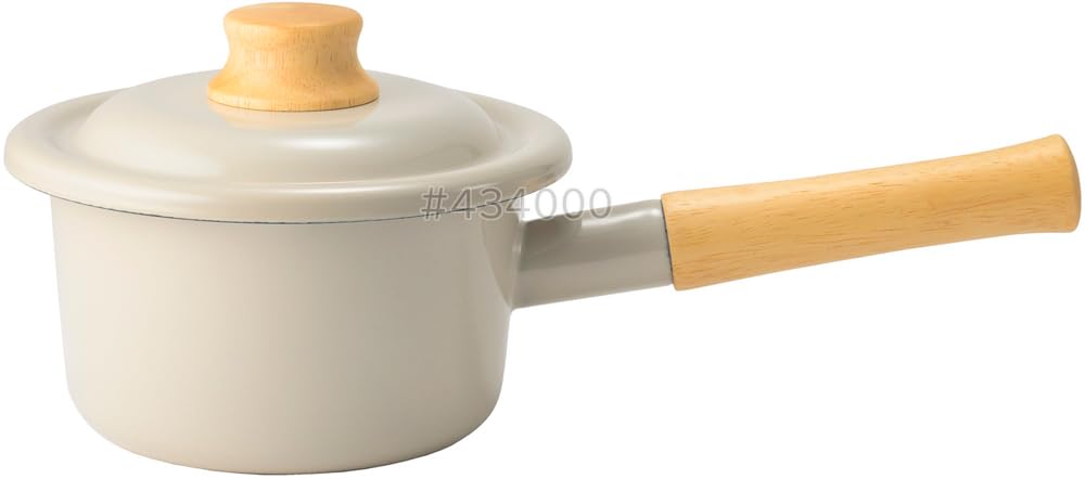 Fuji Enamel Cotton Plus Milk Pan, 14cm, Greige, CTP-14M.GG
