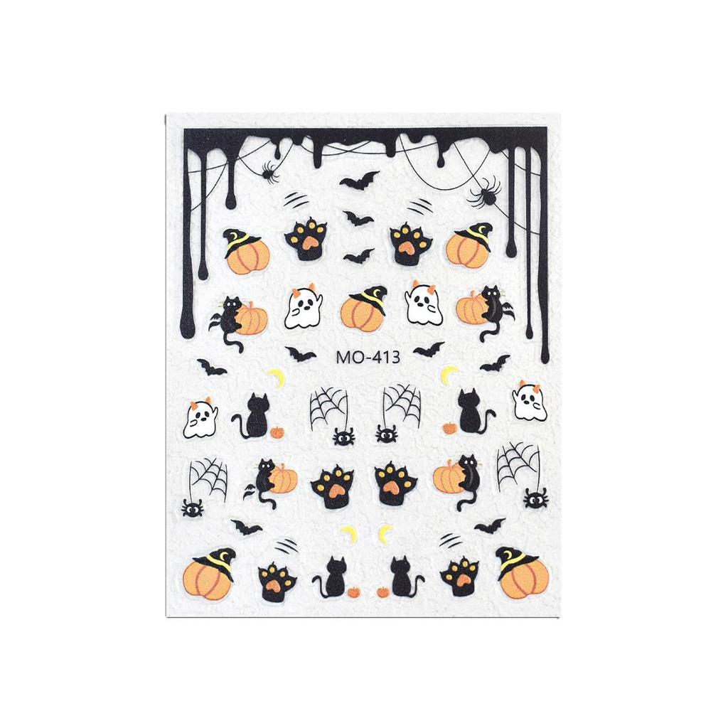 Kou Yan Halloween Cartoon Series Nail Art Stickers – Cute Ghost & Spider Embossed Designs