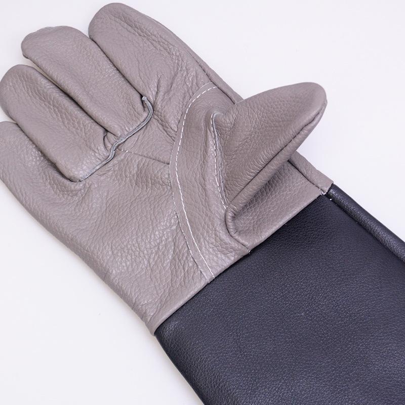 Welding Gloves Heat Resistant Dark Genuine Cowhide Leather Gloves for Electric Welding Work