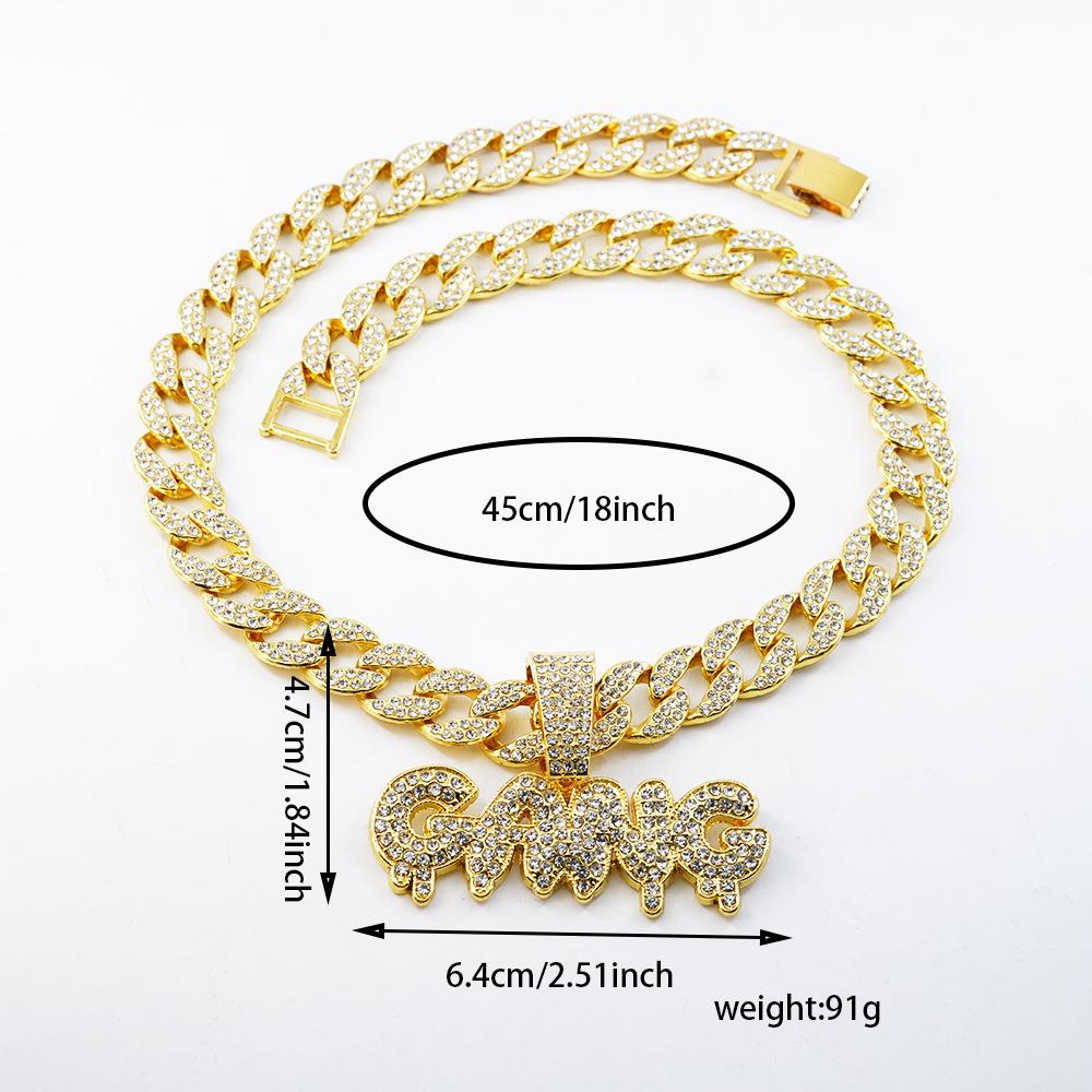 Hip Hop GANG Letter Pendant Street Personality Design Letter Cuban Chain Jewelry