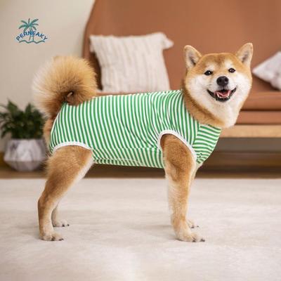 Elastic Dog Recovery Suit Washable Striped Design Anti-Licking Bodysuit Four-legged Pet Sterilization Suit Wound Protection