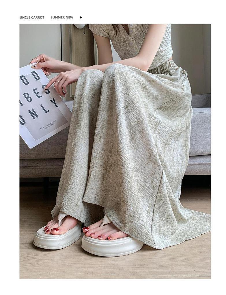 Summer 2025 Women's High-Waist Tie-Dye Ice Silk Wide-Leg Pants: Slim, Loose, and Casual.