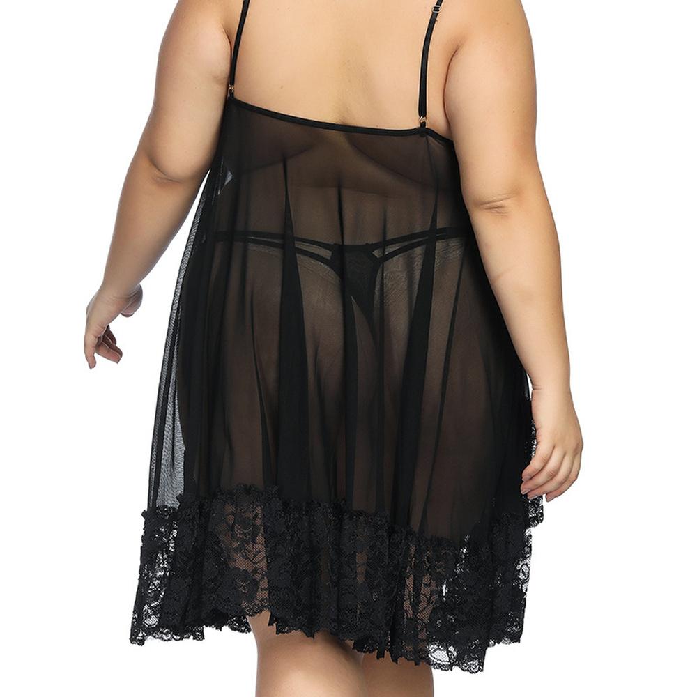 CHEST S-7XL Lencería sexy translúcida de encaje para mujer Falda de una pieza Lencería caliente y transpirable