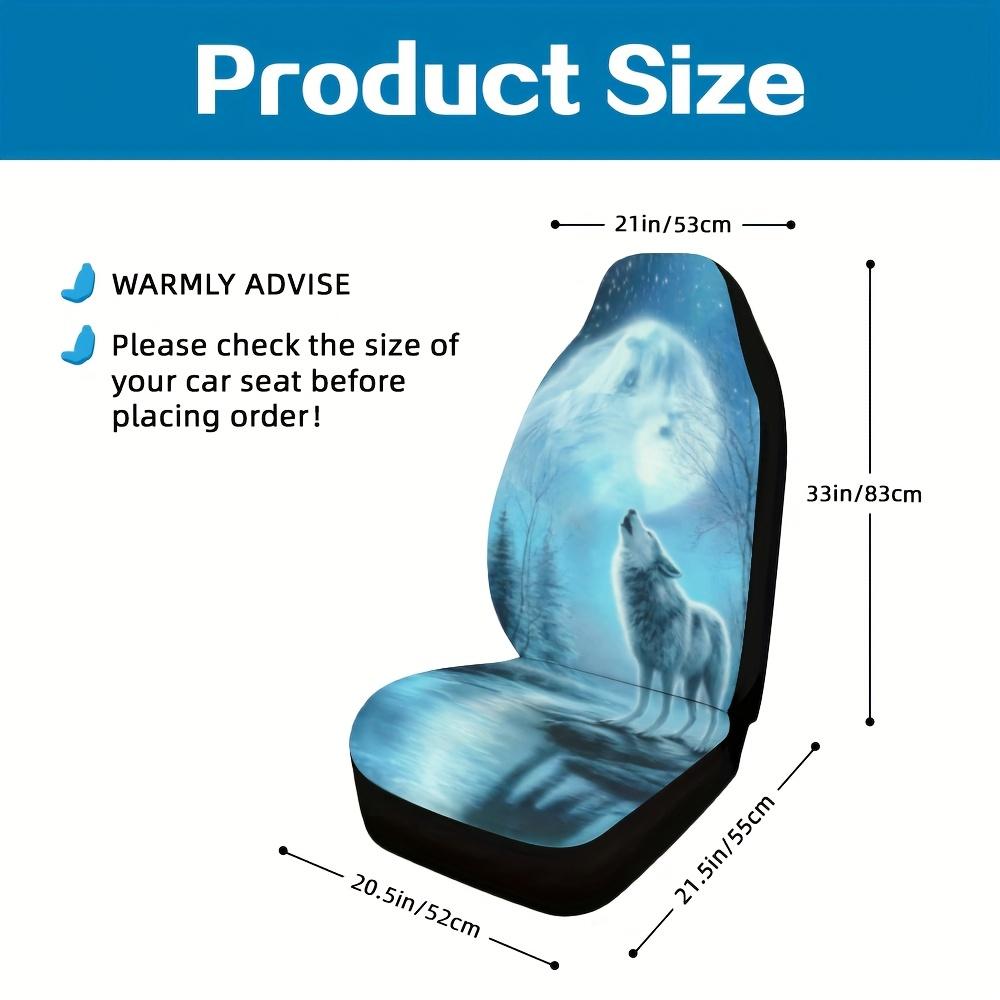 2pcs Wolf Howling Moon Car Seat Covers - All-Season Fit, Easy To Install, Durable Polyester, Machine Washable, Ideal For Enhanci