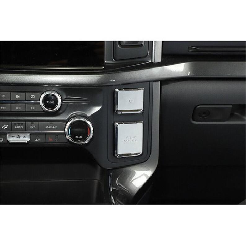 5X Front Rear Central Electric Power Socket Cover Tirm For Ford F150 21+ Chrome