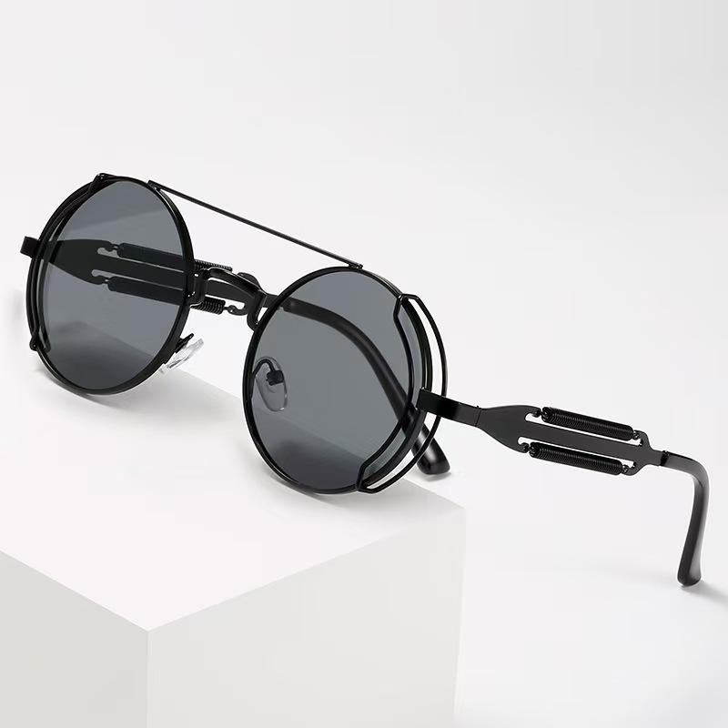 New Fashion Trendy Punk Steampunk Sunglasses Shuangqiao Sun Glasses Gothic Style Round Sunglasses UV400 Protection Eyewear