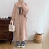 Large size cardigan simple and versatile lazy style soft waxy medium and long hooded sweater jacket women's new autumn and winter models
