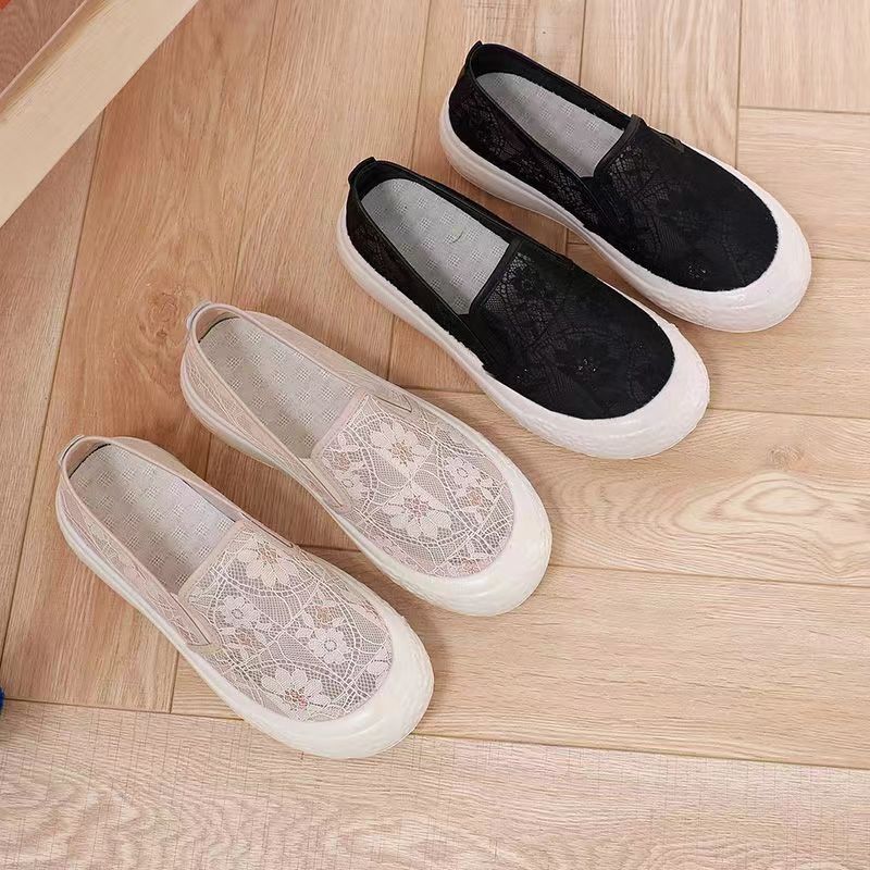 Summer Thick-soled Fisherman Shoes Women's Lace Mesh Shoes Casual Breathable Hollow Mesh Shoes