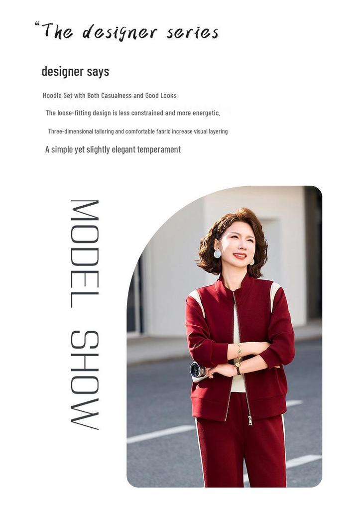 Mom's Casual Sportswear: Versatile Knit Top Two-Piece Set for Middle-Aged & Elderly Women - 2026 New Spring/Autumn Collection.