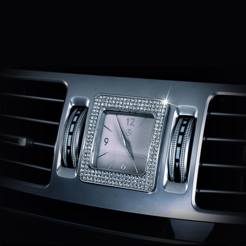 For Mercedes-Benz S E CLS Class W221 W212 C218 Gold Silvery Crystal Style Center Clock Frame Cover