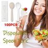 100Pcs Individually Packaged Disposable Spoon Fork Eco-Friendly 11.3cm Mini Fork Set Wheat Straw Thickened Ice Cream Spoons