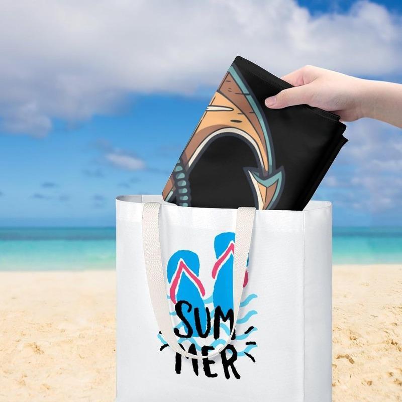 1 Stück Bootsanker Strandtuch - Schnelltrocknend, Übergröße, Schwarz-Blaues Nautisches Design, Weiches Polyester, Perfekt für Frauen