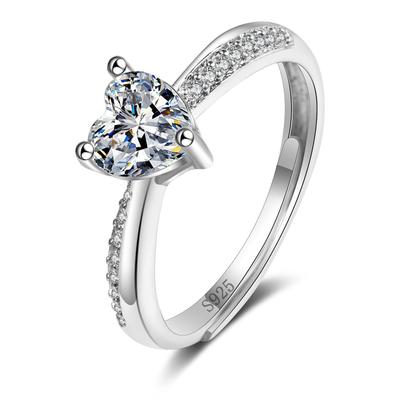 New Peach -Heart Moissanite Ring For Women S925 Silver Jewelry Micro -Set Diamonds Opening Lovers Rings Anniversary Birthday Gift