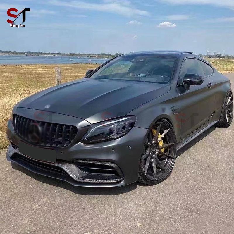 Mercedes-Benz C-Class W205 C63 Carbon Fiber Front Lip & Side Skirts Bumper Diffuser Spoiler