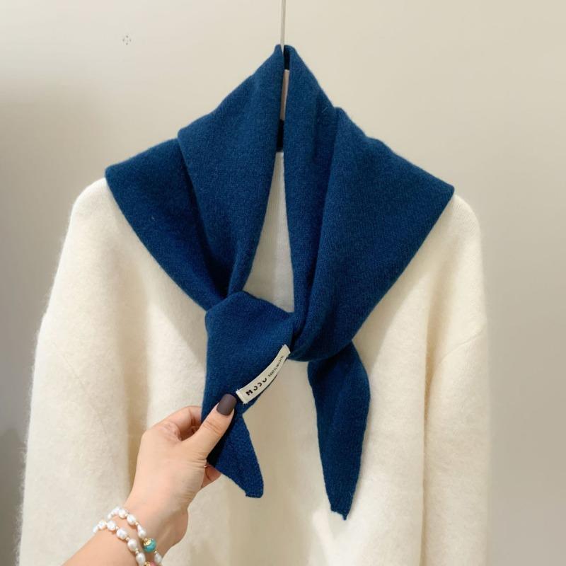Wool knitted triangle scarf shawl women's autumn and winter thermal headscarf multi-functional thermal versatile small scarf women
