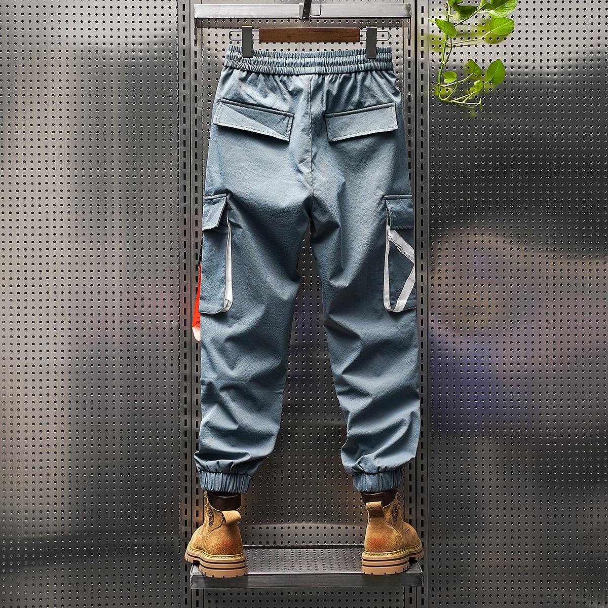 

Весенне-летние быстросохнущие брюки из ледяного шелка, девятиточечные рабочие брюки, молодежные мужские повседневные брюки XXXXXL синий