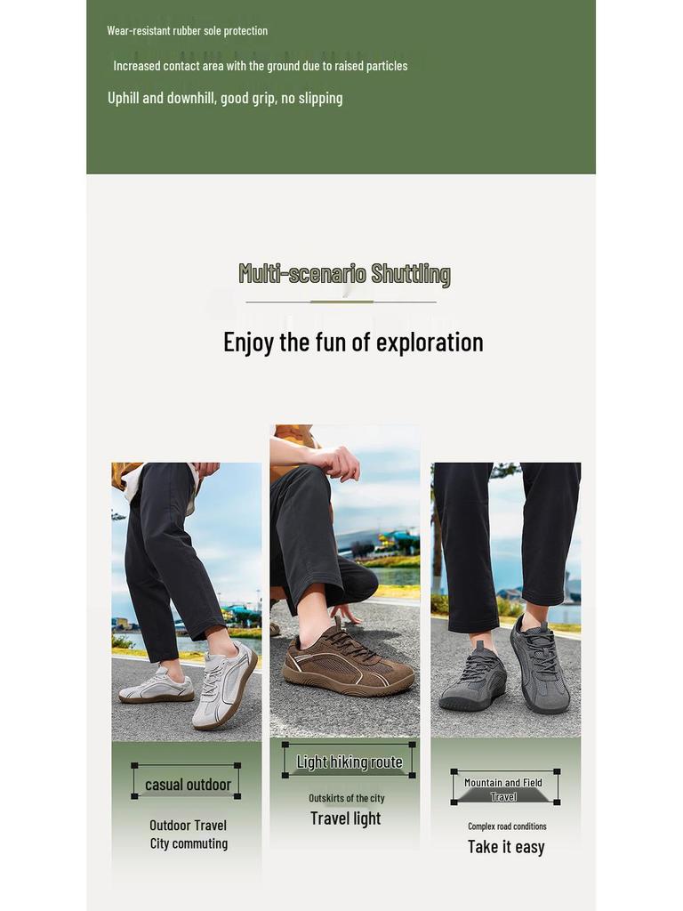 Spring 2026 Men's Wide Toe Non-slip Barefoot Hiking Shoes - Wear-resistant, Casual Outdoor Footwear.