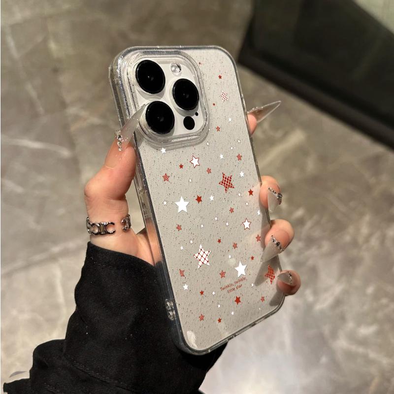 Creative Minimalist Orange Splatter Starry Transparent Glitter Phone Case For iPhone 17 Air 16 15 14 13 12 11 Pro Max Plus Cover