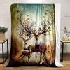 Deer with elaborate antlers resembling trees decorated with flowers and fruit. for all seasons blanket lunch break throw gift