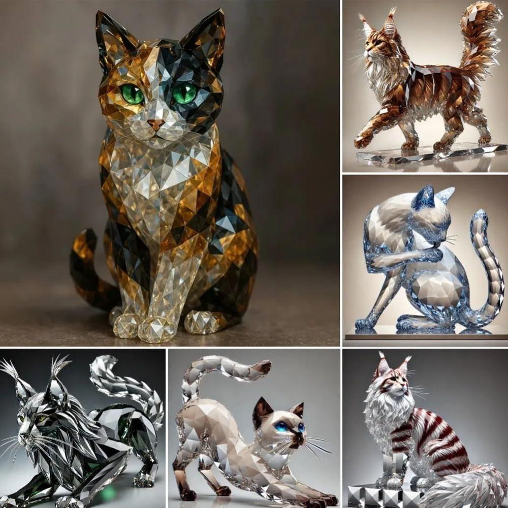 2D Acrylic Design Crystal Cat Christmas Advent Calendar  Festival Party Supplies