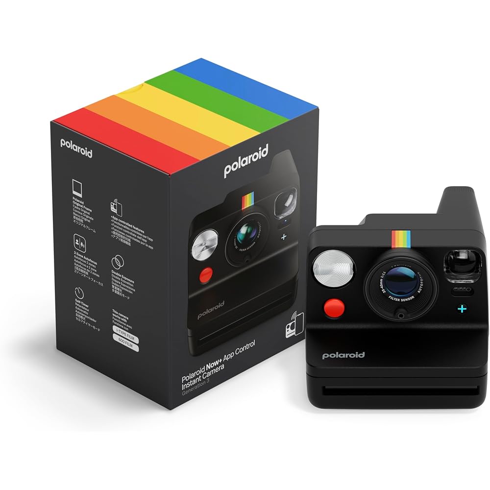 Polaroid Now+ 3rd Generation I-Type Instant Film Camera - Bluetooth Connected App Controlled - Camera Only, No Film (Black)