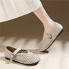 Breathable Mesh Small Single Shoes Women's Summer New One-word Buckle with Flat Bottom Comfortable Shallow Mouth Round Head Women's Shoes Fashionable 