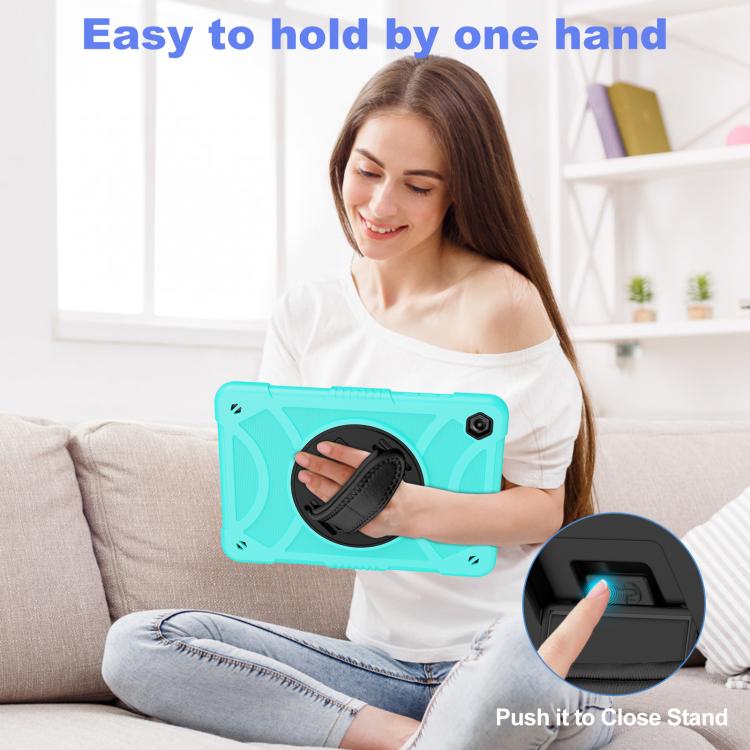 King PC Hybrid Silicone Tablet Case With 360° Rotatable Holder Hand Strap & Shoulder Strap For Samsung Galaxy Tab A11+ / A9+