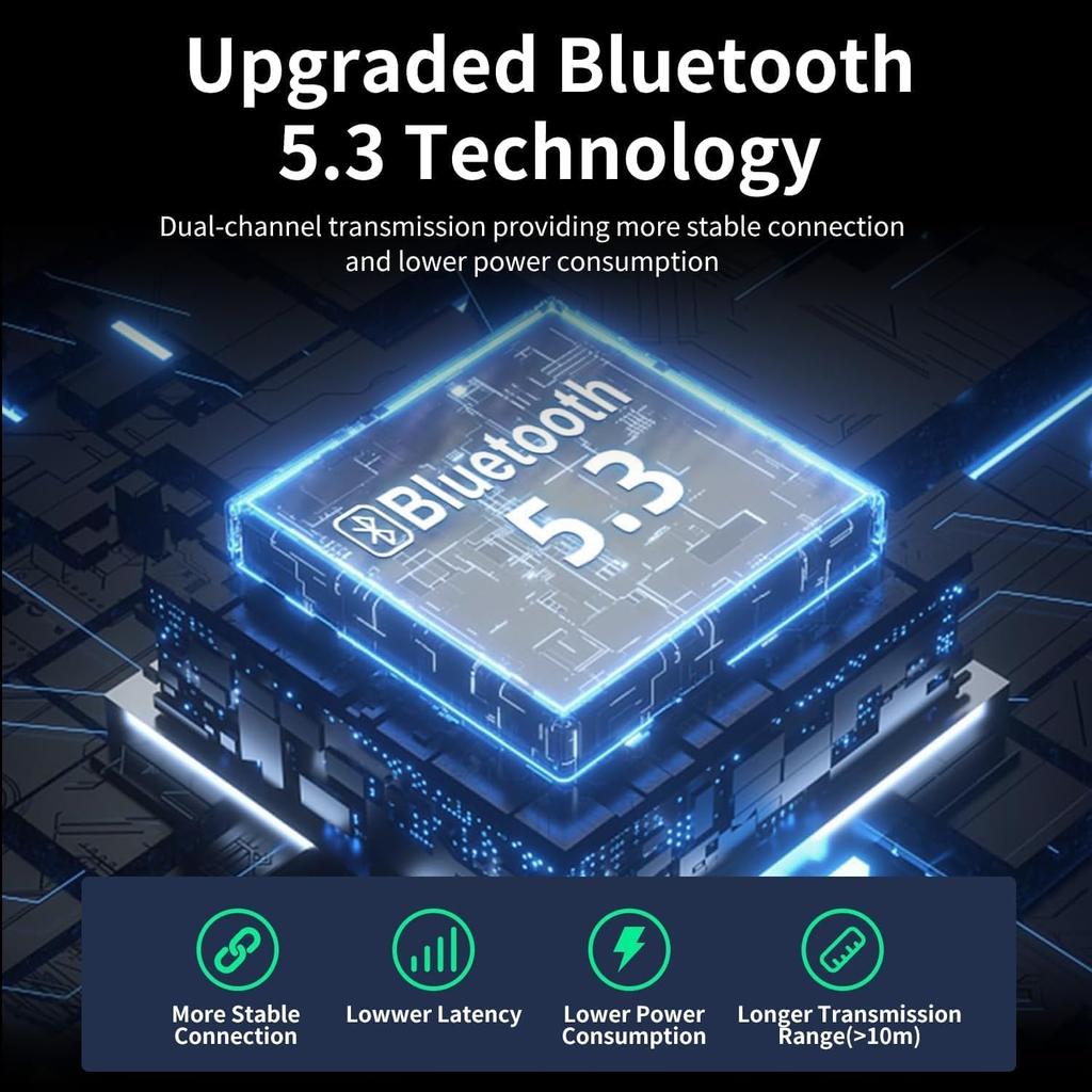 Wireless Earbuds Bone Conduction Bluetooth 5.3 Sports Earphones Built-in Microphone Earhooks Display Charging Case IPX7 Waterproof Headphones