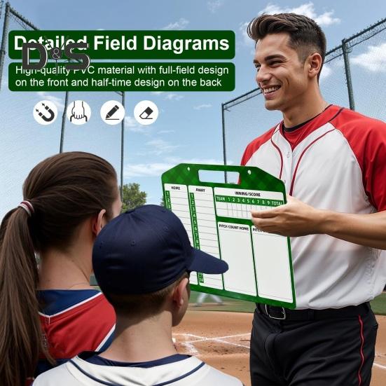 Magnetic Baseball Lineup Board for Dugout Double-Sided Baseball Coaching Broad with 30 Lineup Cards Baseball Tactical Clipboard