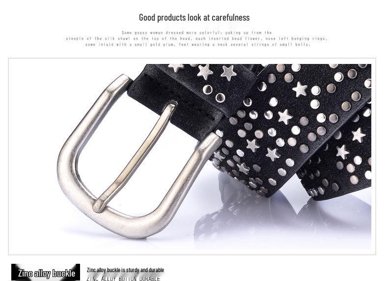 2021 Women's European Style Rivet Leather Waistband Jeans Belt