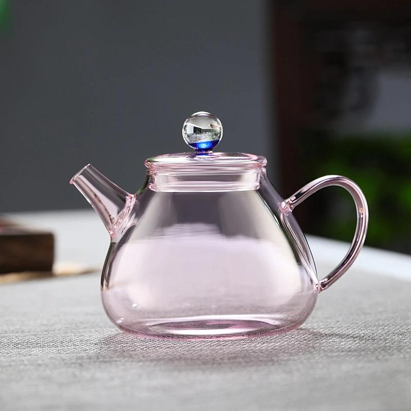 Conical Teapot Handle Kettle, Household Teaware, Thickening High Borosilicate Glass Teapot with Filter, Heat-resisting Punch Ket