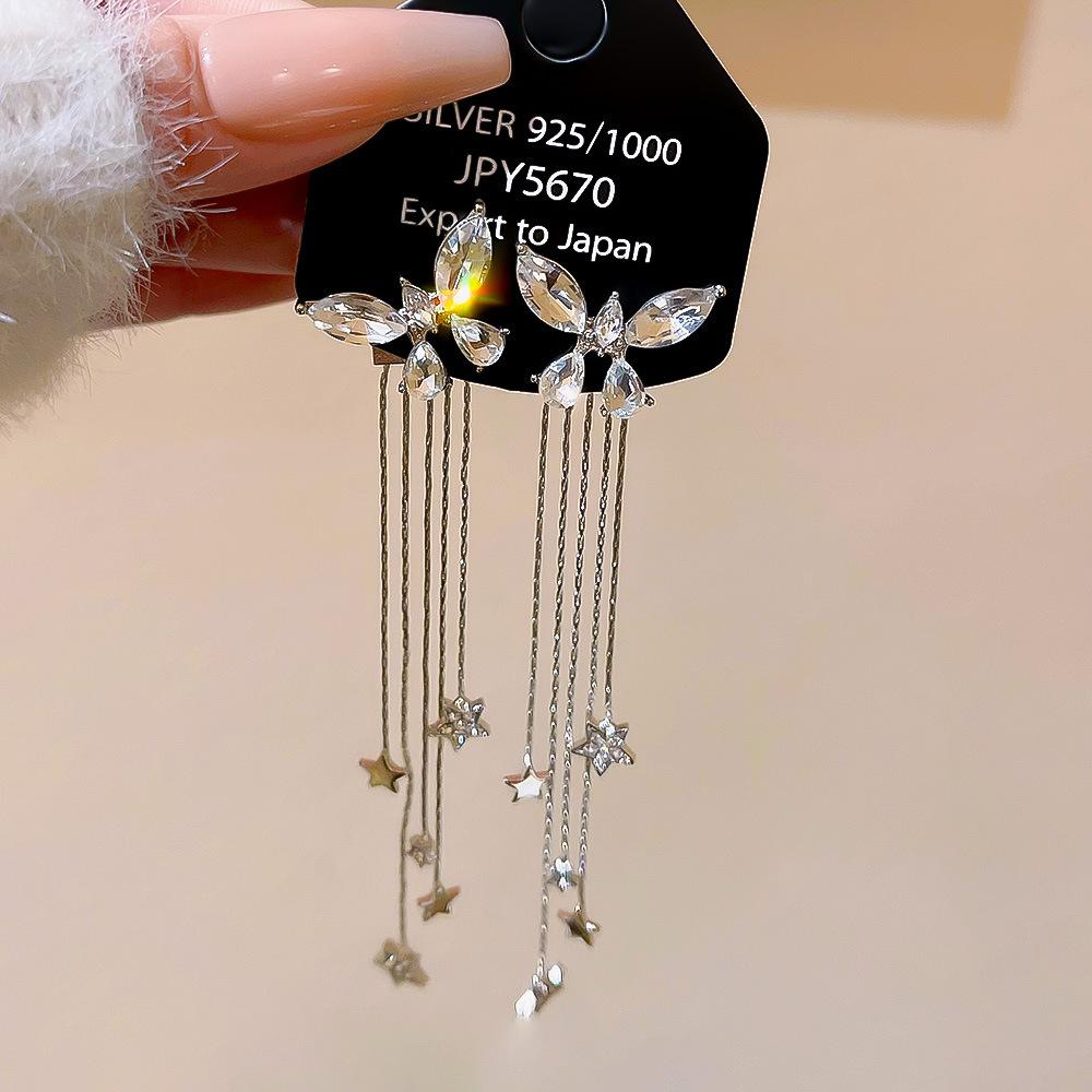 Bow Star Tassel Earrings Female New Two Earrings Joker Luxury High Sense Earrings Female.