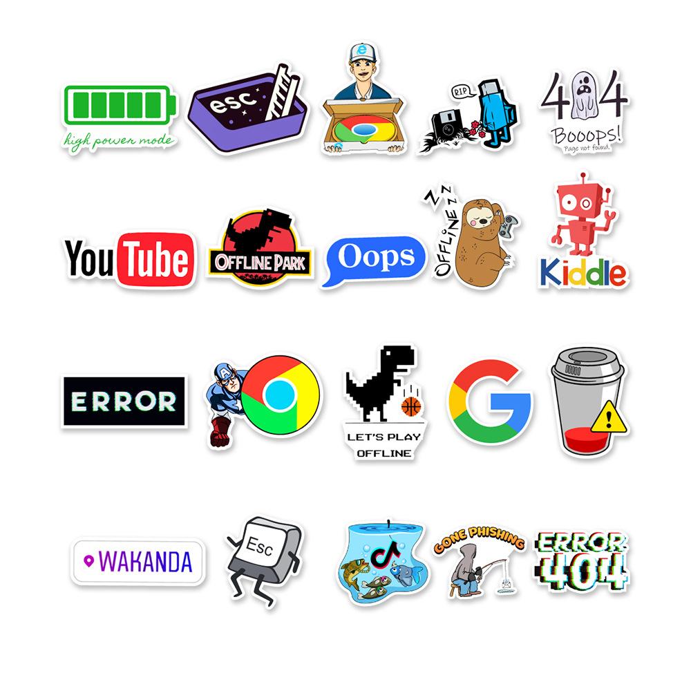 50 Pictures 404 Network Error Graffiti Stickers Car Mobile Phone Computer Kettle Decoration Stickers Waterproof