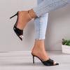 Fashion 2024 Fashion Women Slippers Stiletto Snake Print High Heels Slippers Flip Flops Pointed Toe Slides Party Shoes Woman 2024
