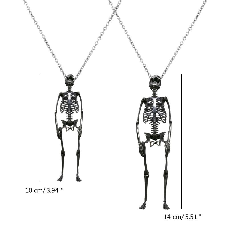Edgy Skull Pendant Necklace Fashionable Skeleton Neckchain Street Culture Inspired Clavicle Chain for Trendsetters