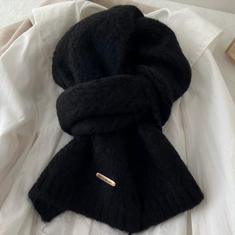 Women Winter Atmosphere Solid Color Simple Soft Warm Lazy Style Scarf New Korean Versatile Knitted Scarf