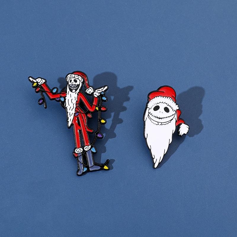 Personalized Creative Cartoon Led Christmas Santa Claus Brooch Decorative And Functional Alloy Accessory