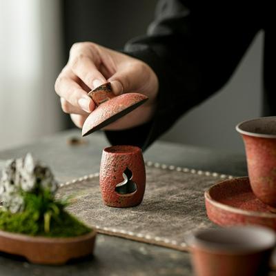 Retro Zen Keramik Deckelablage Zisha Teekannen Deckelständer Gaiwan Deckelhalter Mini Ornament Kung Fu Tee Set Zubehör Dekor