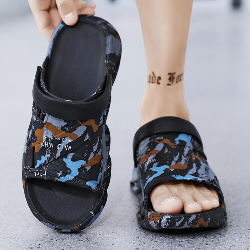 Модные мужские уличные домашние тапочки на толстой подошве — фото 10