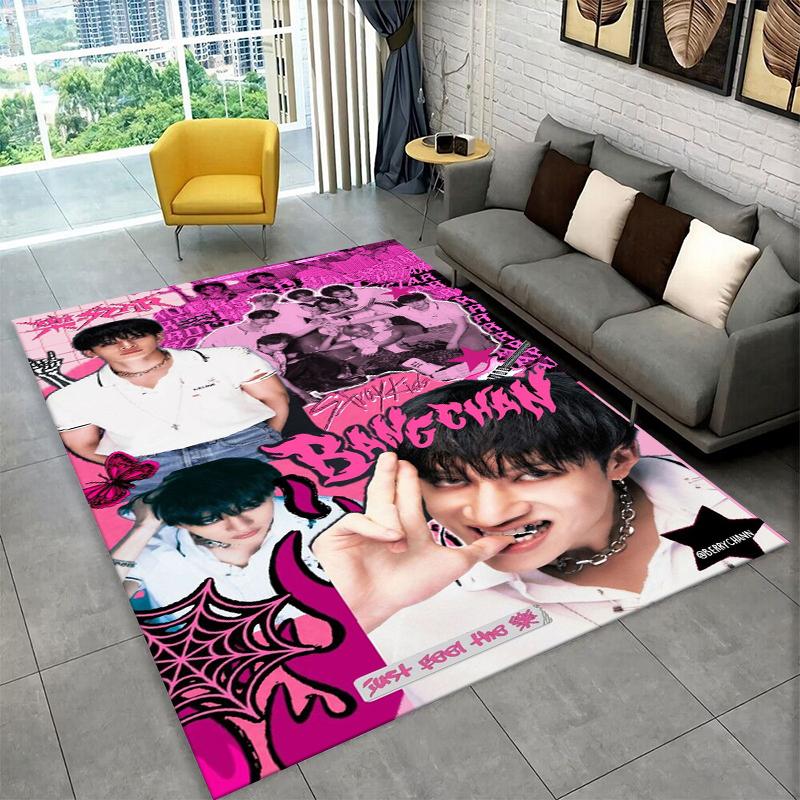 Fashion Kpop Bang Chan Stray Kids Non-Slip Area Rug for Living Room,Bedroom,Playroom,Soft Carpet Floor Mat Home Decor Rug Gift