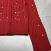 2025 Winter Heavy Duty Nail Drill Embroidery Chinese New Year Red Knitted Cardigan Top