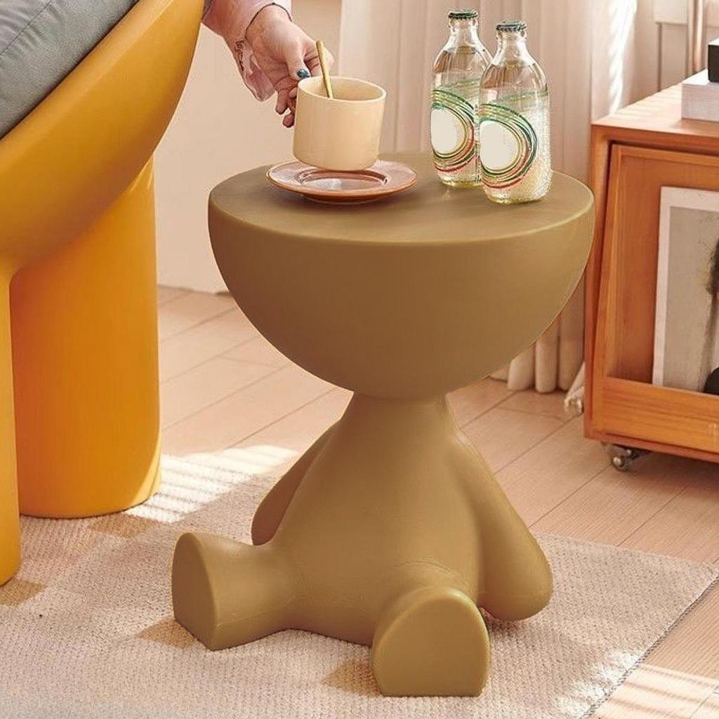 Modern Plastic Sculpture Geometric Standing Statue Cute Small Side Table Tray End Table for Living Room