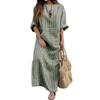 Dress For Women, Spring Summer Cotton Linen Boho Casual Fashion short sleeve Dress For Holiday Large Siz