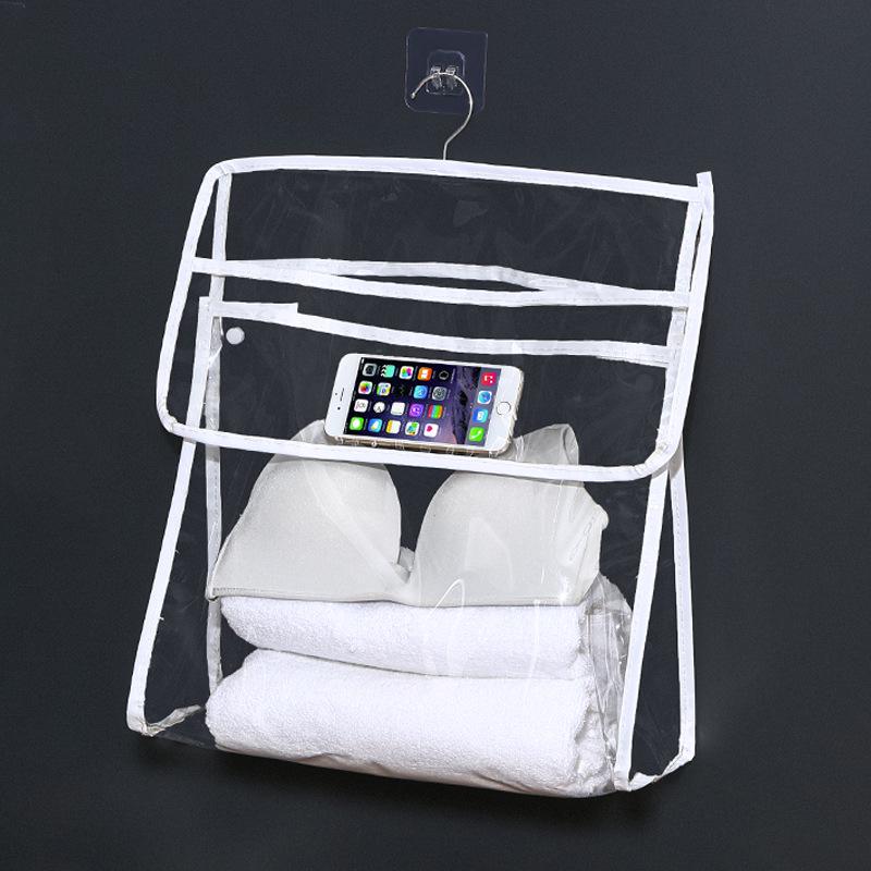 Transparent Waterproof Hanging Toiletries & Clothing Storage Bag for Bathroom or Dorm