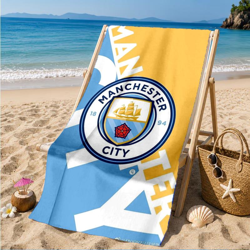 City Football Club Printed Microfiber Beach Towel, Soft And Absorbent, Quick-Dry, Ideal for Summer Travel, Beach Essential, Swimming Pool