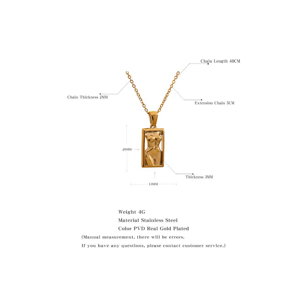 Eetit Statement Body Square Pendant Stainless Steel Statement Necklace Gold Color Texture Metal Personalized Jewelry 2023