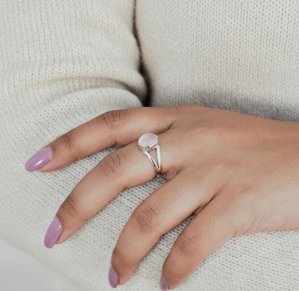 Rose Quartz Healing Crystal Ring, 925 Solid Sterling Silver, Love Gemstone Minimalist Ring, Gift for Her